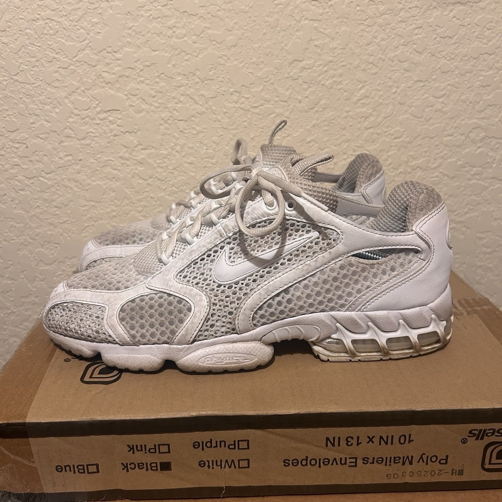 Nike Air Zoom Spiridon Triple White Sneakers Shoes Trainers Mens Size 12 Rare